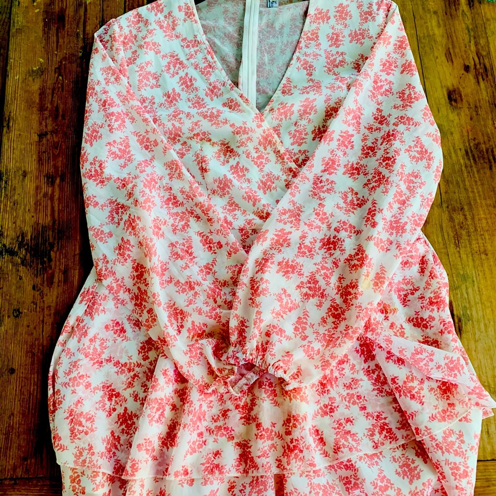Cute Chic Long Sleeve Pink & White Romper